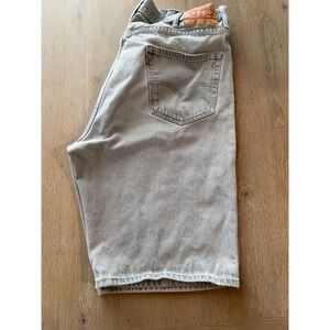 Levis 569 Relaxed Fit Grey Denim Shorts Mens Size 40 Faded Wash